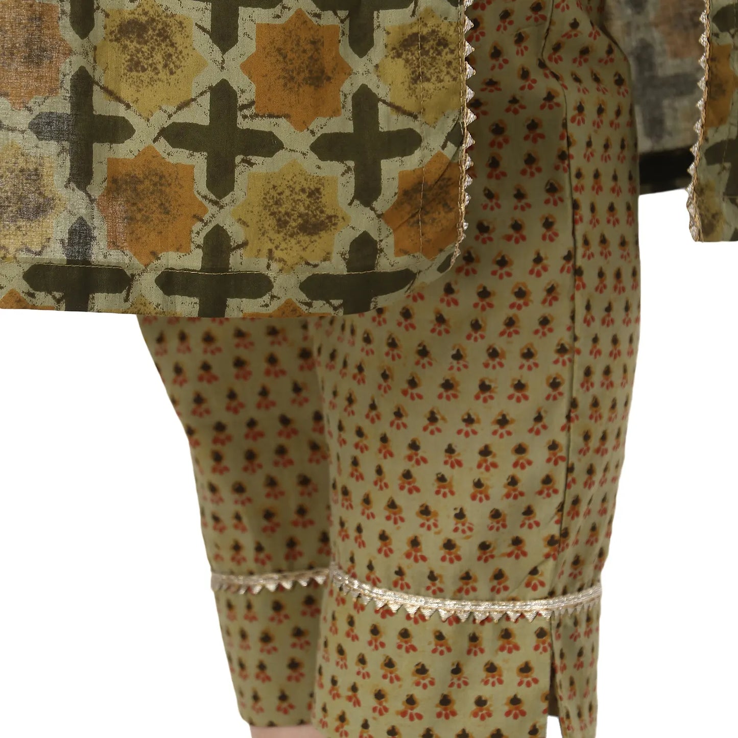 DESICHHOKRI Green Printed Kurta with Trouser for Women | 2-Piece Ethnic Wear Set