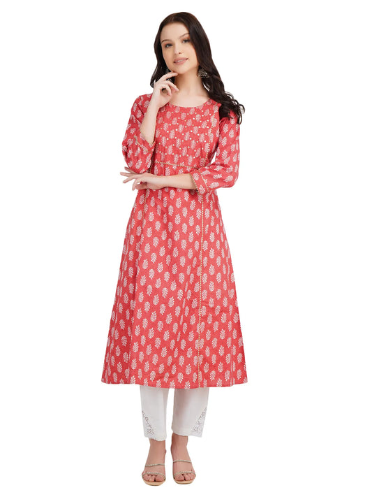 DESICHHOKRI Women's Pink Printed Cotton Kurta