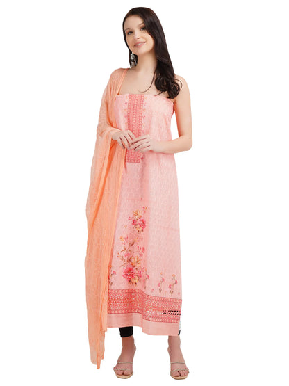 Desi Chhokri Women's Printed Mustard Unstitched Kurta Set with Dupatta (3 Pieces)
