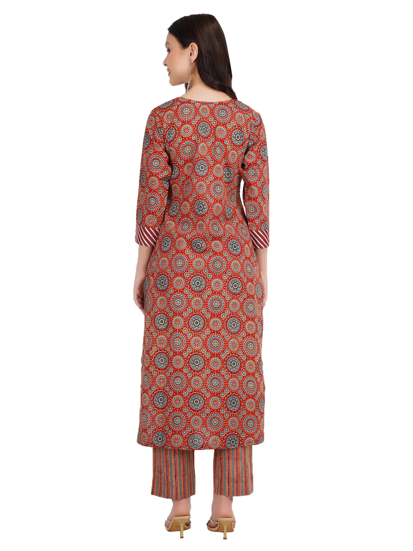 Desi Chhokri Pure Cotton Straight Multicolour Printed Kurta Set with Dupatta | Ethnic 3-Piece Women's Suit Set