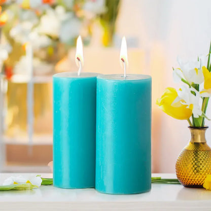 Blue Pillar Scented Candles Set of 2 – Decorative Cylindrical Candles for Home Décor