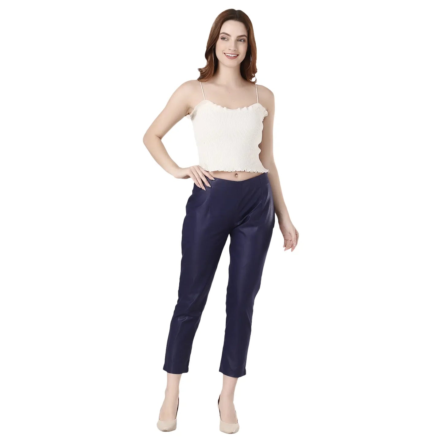 DESICHHOKRI Royal Blue Rayon Trouser for Women | Solid Slim Fit Ethnic Bottom Wear