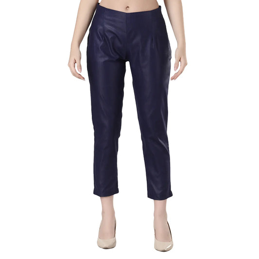 DESICHHOKRI Royal Blue Rayon Trouser for Women | Solid Slim Fit Ethnic Bottom Wear