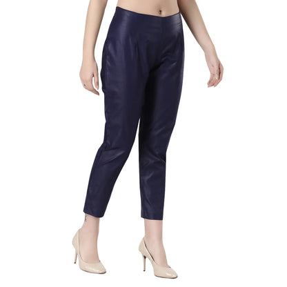 DESICHHOKRI Royal Blue Rayon Trouser for Women | Solid Slim Fit Ethnic Bottom Wear