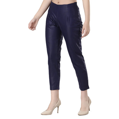 DESICHHOKRI Royal Blue Rayon Trouser for Women | Solid Slim Fit Ethnic Bottom Wear