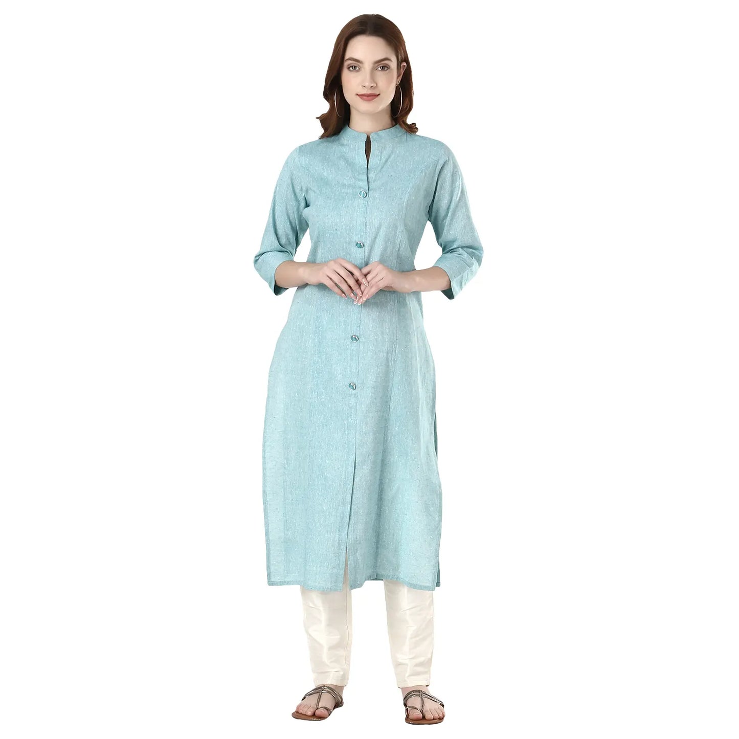 DESICHHOKRI Red Pure Rayon Straight Kurta for Women | Solid Front Button Ethnic Wear