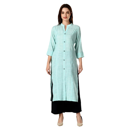 DESICHHOKRI Red Pure Rayon Straight Kurta for Women | Solid Front Button Ethnic Wear
