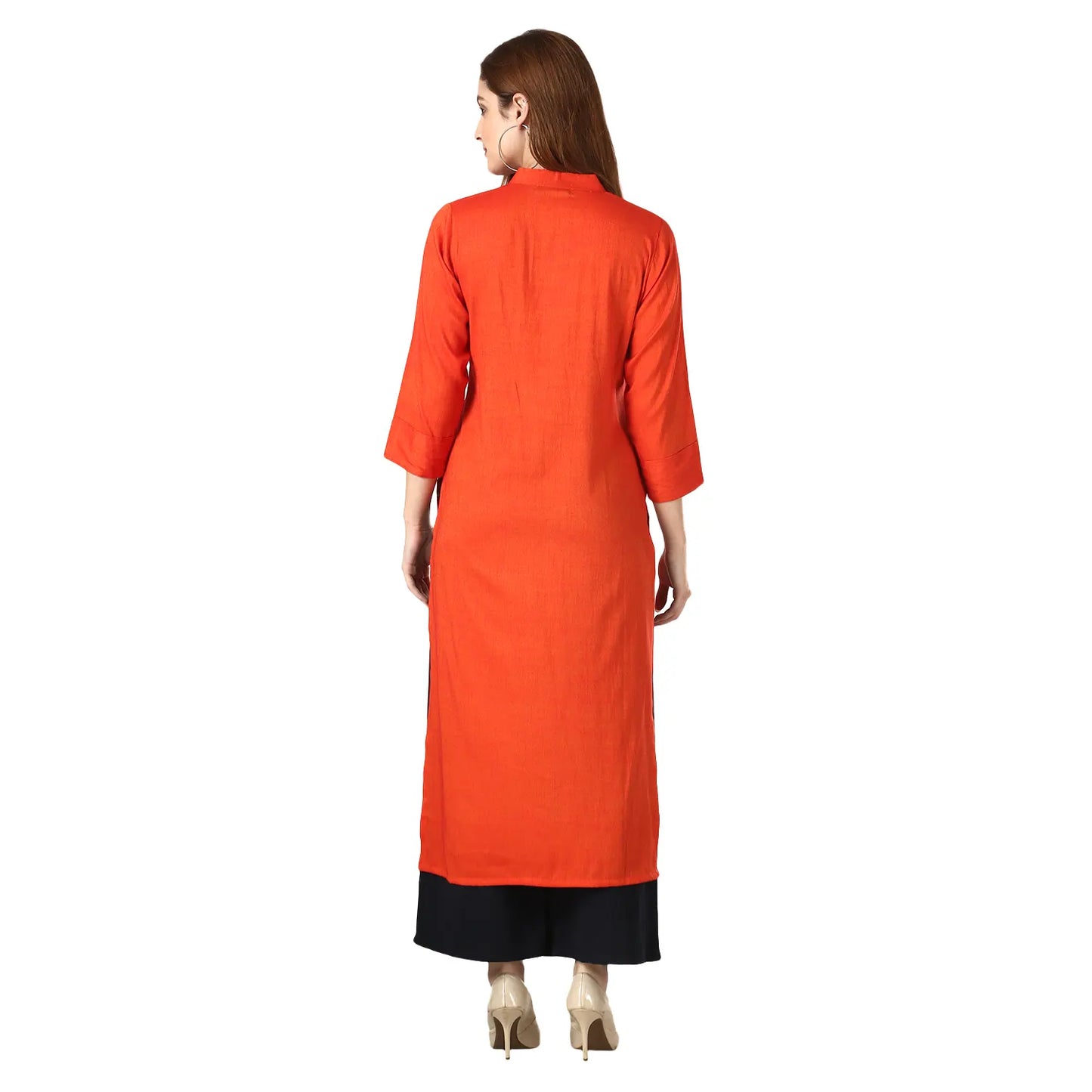 DESICHHOKRI Red Pure Rayon Straight Kurta for Women | Solid Front Button Ethnic Wear