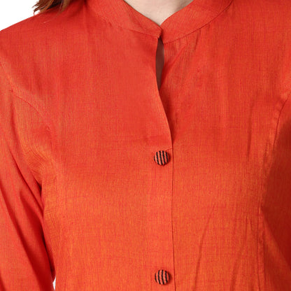 DESICHHOKRI Red Pure Rayon Straight Kurta for Women | Solid Front Button Ethnic Wear