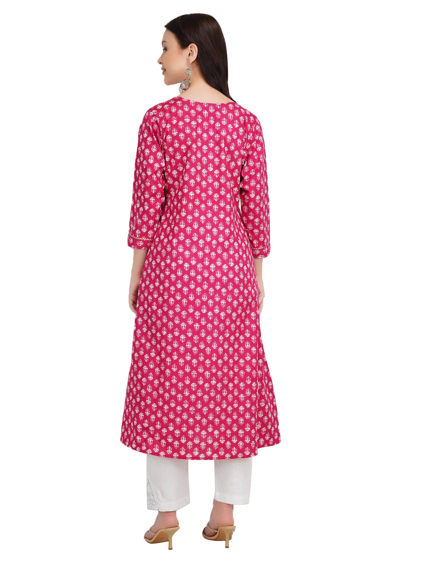 DESICHHOKRI Women's Pink Printed Cotton Kurta