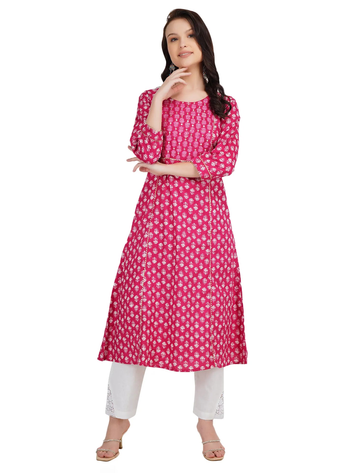 DESICHHOKRI Women's Pink Printed Cotton Kurta
