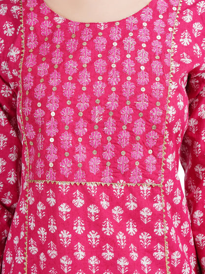 DESICHHOKRI Women's Pink Printed Cotton Kurta