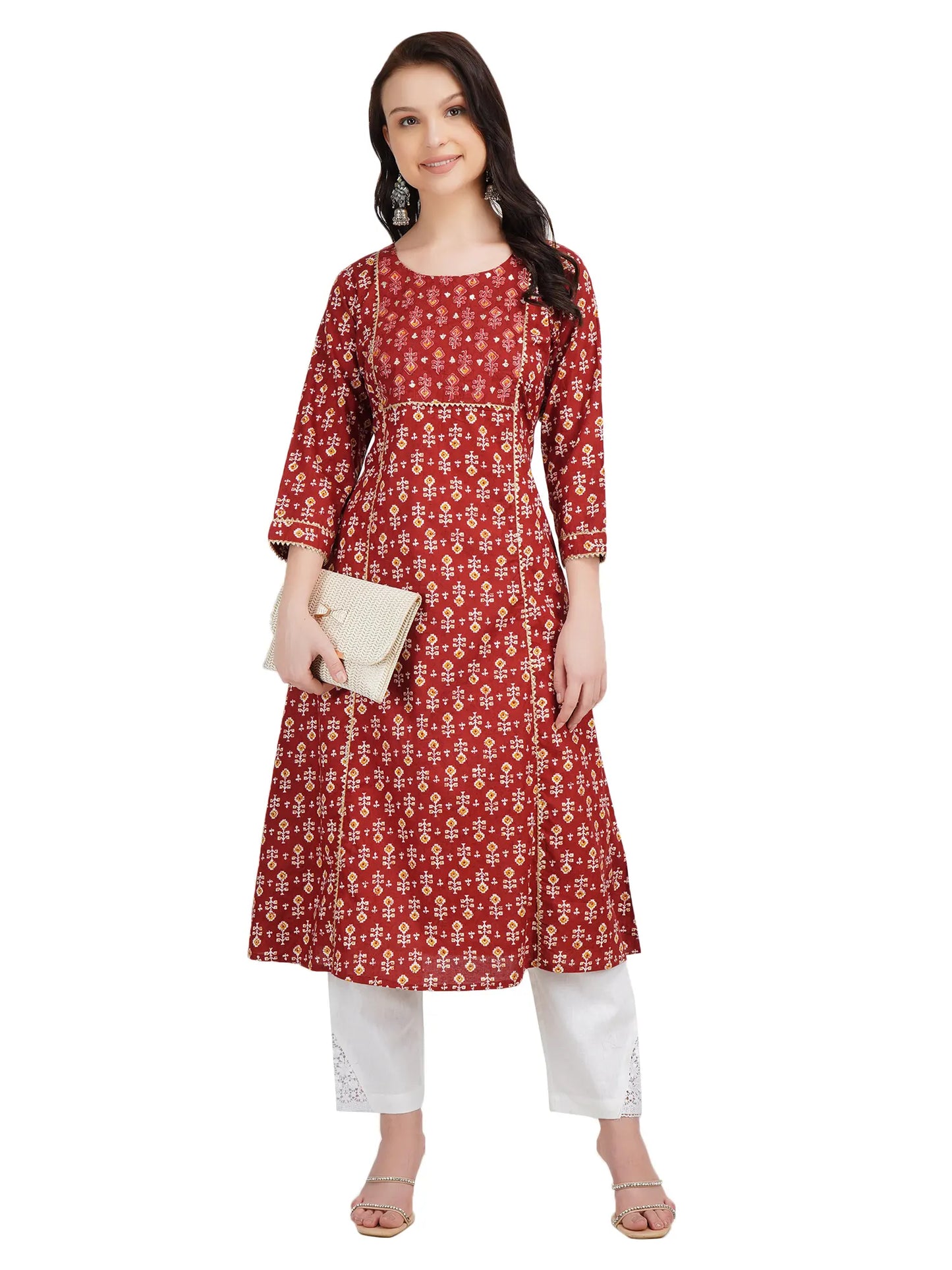 DESICHHOKRI Women's Pink Printed Cotton Kurta