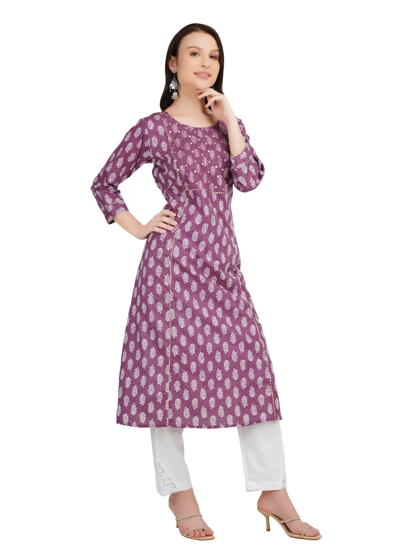DESICHHOKRI Women's Pink Printed Cotton Kurta